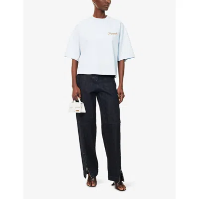 Jacquemus Womens Uni Club Blue Logo-embroidered Relaxed-fit Cotton T-shirt Xl In Blue