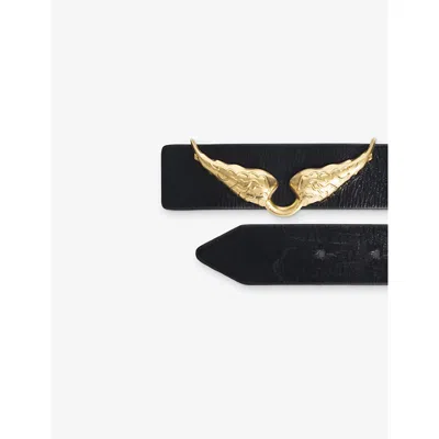 Zadig & Voltaire Womens Noir Rock Reversible Leather Belt