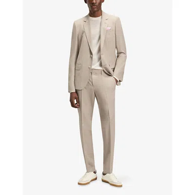 Hugo Boss Mens Open Beige Beckham X Boss Slim-fit Single-breasted Wool Suit In Neutral