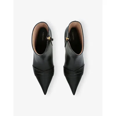 Tom Ford 55mm Leather Ankle Boots In Black