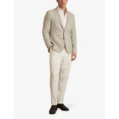 Reiss Mens Soft Grey Aphrodite Single-breasted Stretch-woven Blazer