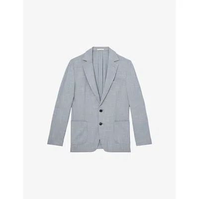 Reiss Mens Soft Blue Aphrodite Single-breasted Stretch-woven Blazer