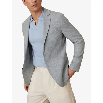 Reiss Mens Soft Blue Aphrodite Single-breasted Stretch-woven Blazer