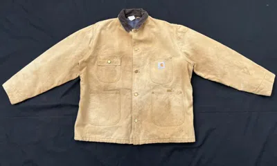 Pre-owned Carhartt Vtg 80's  Blanket Dirty Denim Trashed Chore Jacket