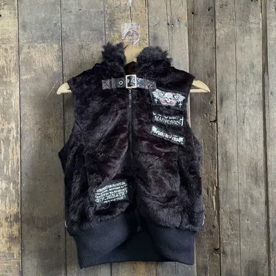 Pre-owned Avant Garde Vintage Mad Punks Gothic Bondage Fur Raccoon Hoodie Jacket