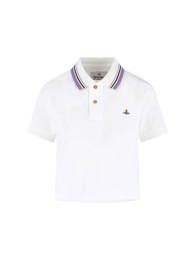 Vivienne Westwood Classic Polo With Multicolor Striped Detail In White