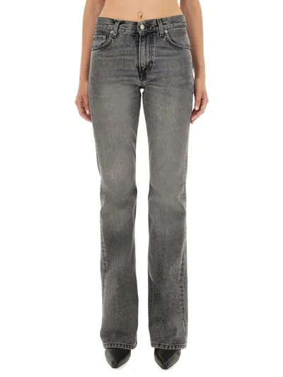 Haikure Straight Leg Trousers With Belt Loops In Gray