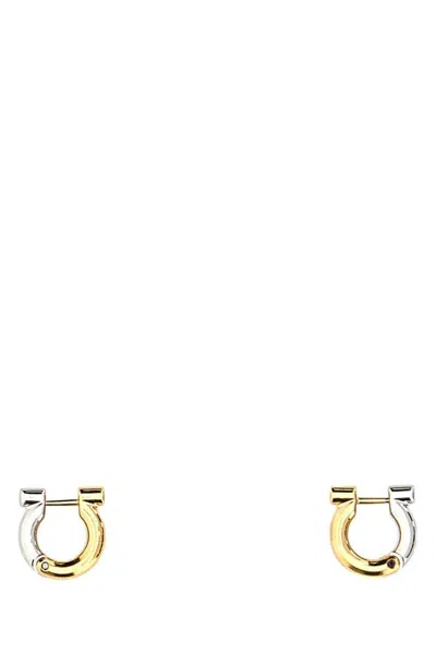 Ferragamo Two-tone Design Metal Hoop Earrings