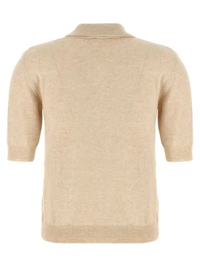 Moschino Knitwear Polo Collar Short Sleeves Ribbed Hem In Neutral