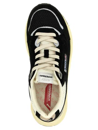 Autry Hyperway Black Low Top Sneakers With Logo Patch On Tongue And Side In Tech Fabric Man