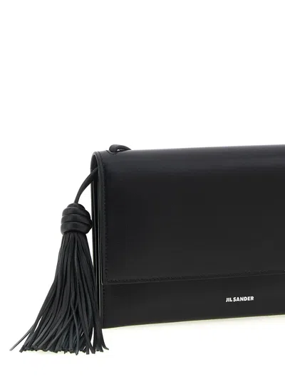 Jil Sander Tassel Leather Crossbody Bag In Black