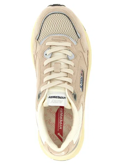 Autry Round Toe Mesh Panels Contrast Sole Sneakers In Neutral