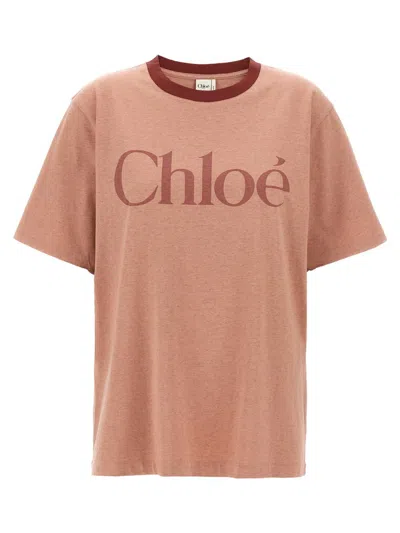 Chloé Pink Cotton T-shirt With Logo