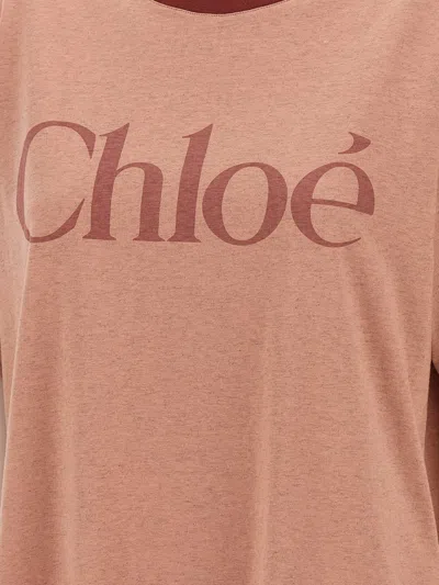 Chloé Pink Cotton T-shirt With Logo