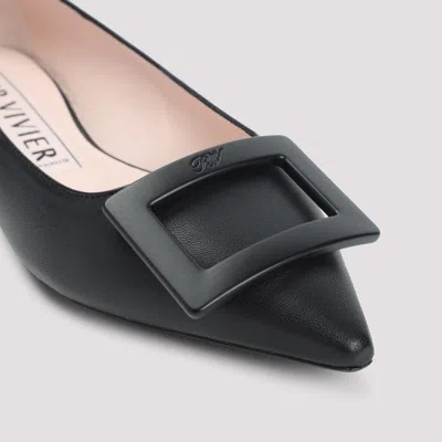 Roger Vivier Woman Ballet Flats Black Size 10 Leather In Black