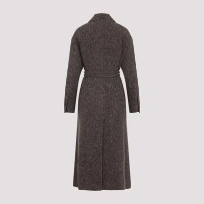 Brunello Cucinelli Brown Wool Trench Coat In Gray