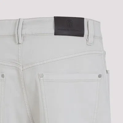 Brunello Cucinelli Garment Dyed Grey Cotton Jeans In Gray