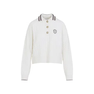Brunello Cucinelli Sport Club Pullover With White Cashmere In White