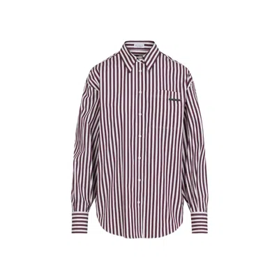 Brunello Cucinelli Logo Striped Long-sleeved Shirt In White