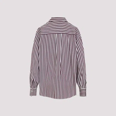 Brunello Cucinelli Logo Striped Long-sleeved Shirt In White