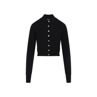 Sportmax Perseo Cropped Wool Cardigan Collar In Black