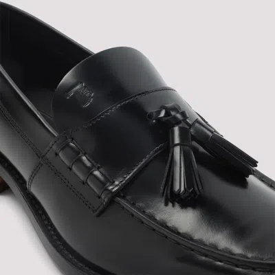 Tod's Nappa Leather Loafers With Decorative Tassel Design In Black