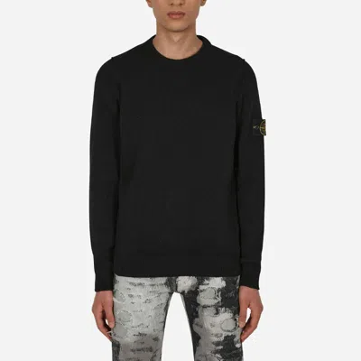 Stone Island Crew Neck Ribbed Trim Sweater In Gray