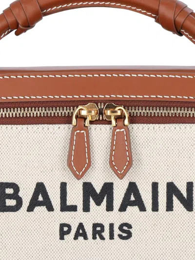 Balmain B-army Vanity Beige Canvas Bag