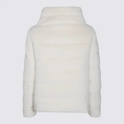 Herno Down Cape Jacket Fur Effect In White