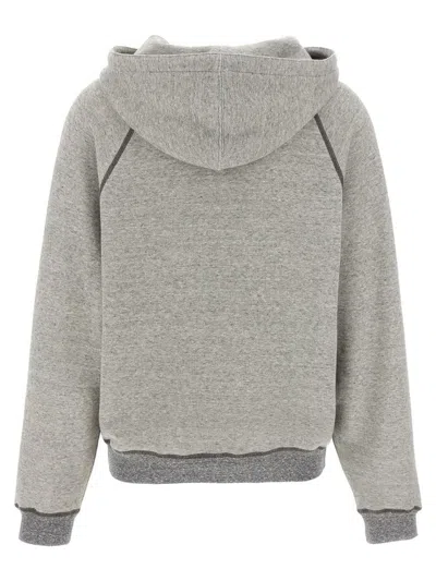 Chloé Hooded Cotton Blend Sweatshirt With Kangaroo Pocket In Gray