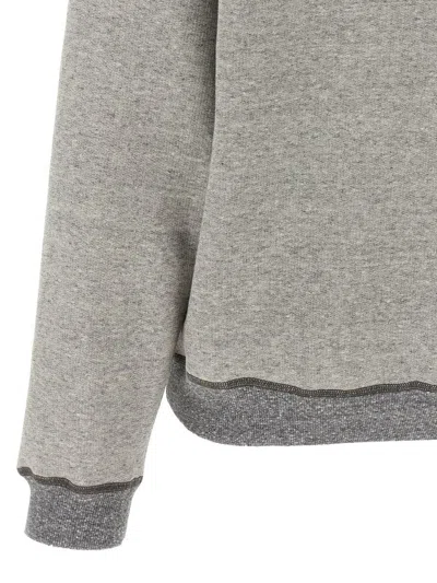 Chloé Hooded Cotton Blend Sweatshirt With Kangaroo Pocket In Gray