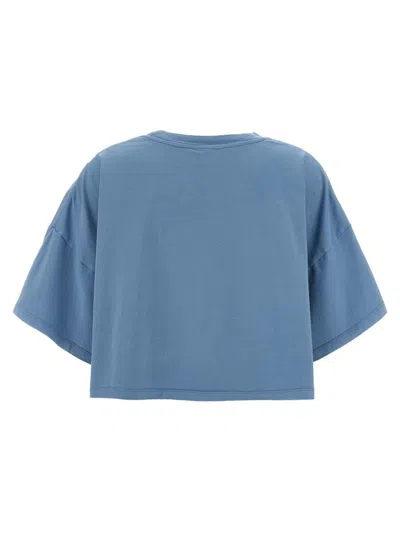 Chloé Oversize Signature Logo Crop Graphic T-shirt In Blue