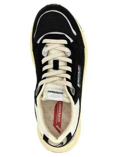 Autry Hyperway Black Low Top Sneakers With Logo Patch On Tongue And Side In Tech Fabric Man