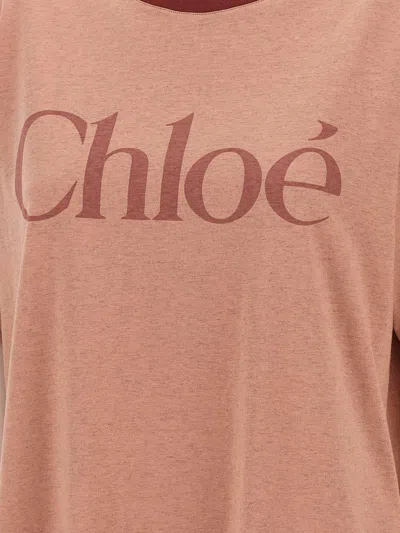 Chloé Pink Cotton T-shirt With Logo