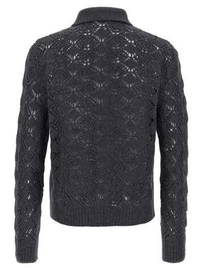 Jil Sander Openwork Wool Cardigan Sweaters And Cardigans Gray In Gray