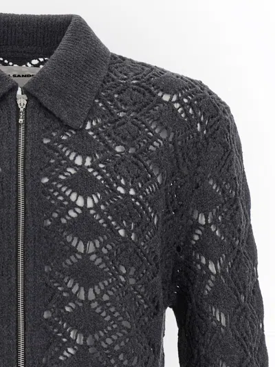 Jil Sander Openwork Wool Cardigan Sweaters And Cardigans Gray In Gray