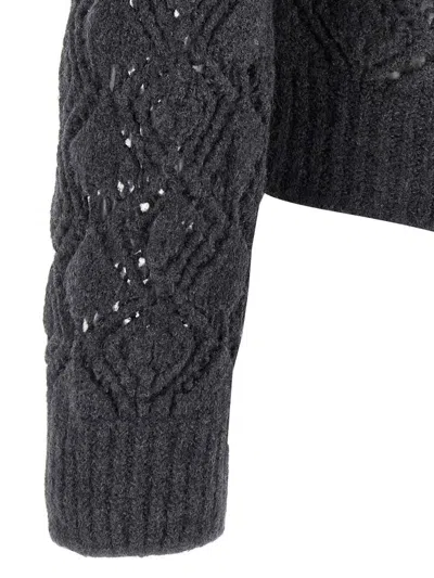 Jil Sander Openwork Wool Cardigan Sweaters And Cardigans Gray In Gray