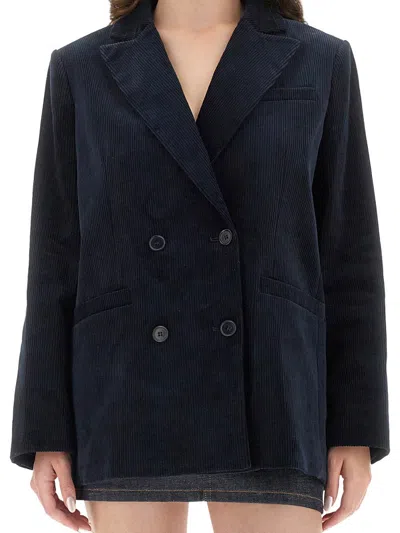 Apc A.p.c. Blue Cotton Jackets In Black