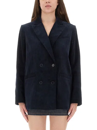 Apc A.p.c. Blue Cotton Jackets In Black