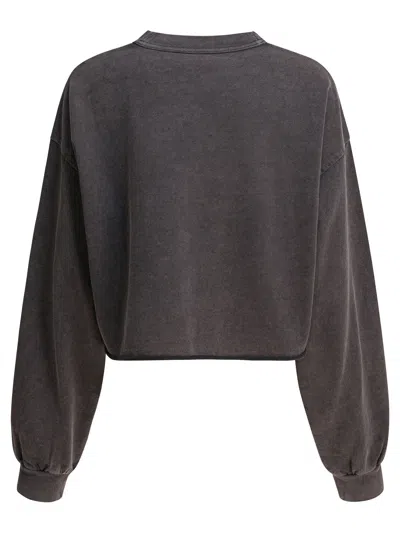 Alexander Wang Cropped Crewneck Sweatshirt Sweatshirts Black In Gray