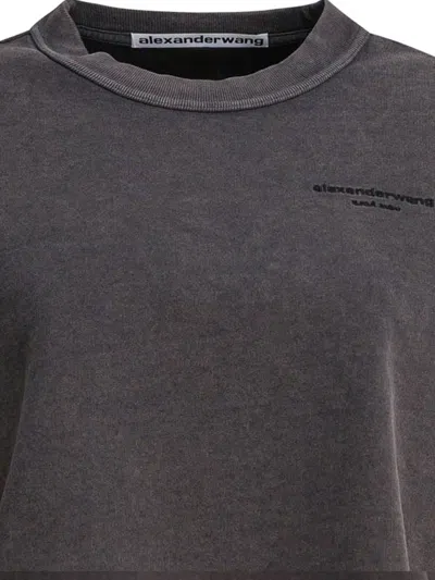 Alexander Wang Cropped Crewneck Sweatshirt Sweatshirts Black In Gray