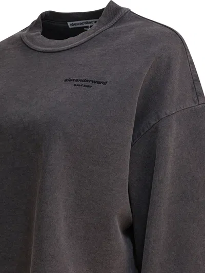 Alexander Wang Cropped Crewneck Sweatshirt Sweatshirts Black In Gray