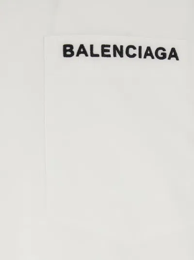 Balenciaga White Shirt With Logo Lettering On The Front And Logo Patch On The Sleeve In Cotton Man