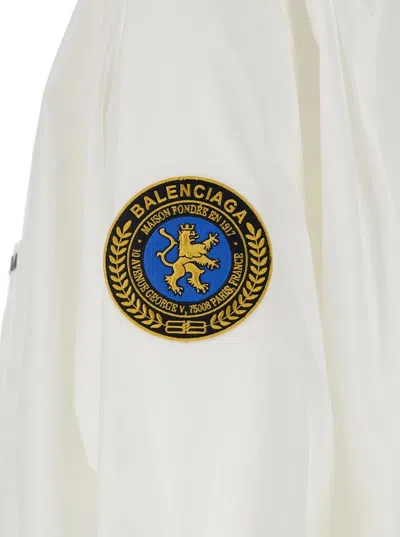 Balenciaga White Shirt With Logo Lettering On The Front And Logo Patch On The Sleeve In Cotton Man