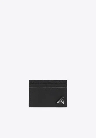Prada Triangle Logo Saffiano Leather Cardholder