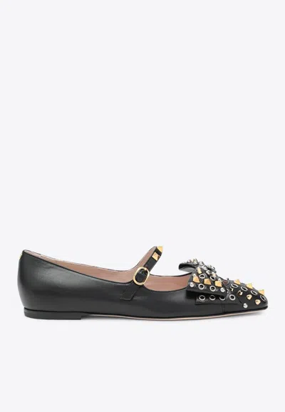Valentino Kid Leather Bowow Ballerina Shoes
