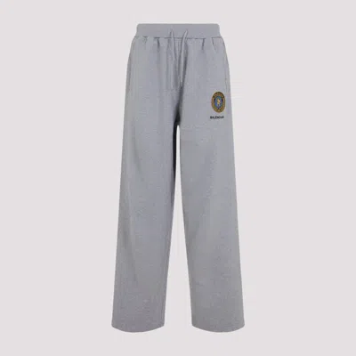 Balenciaga Grey Oversize Cotton Track Pants In Gray