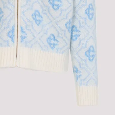 Casablanca Refined Wool Blend Sweatshirt With Classic Collar In Blue
