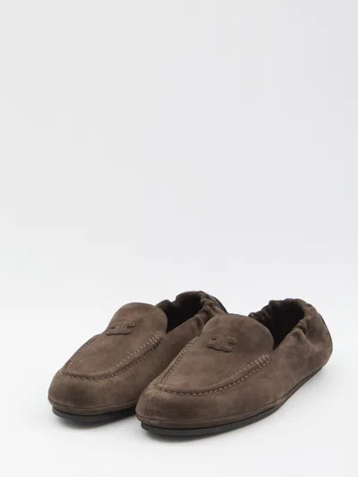 Celine Triomphe Loafer With Elastic Insert In Green