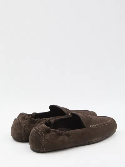 Celine Triomphe Loafer With Elastic Insert In Green